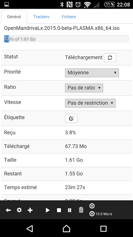 Detail des fichiers Torrents sur application mobile Seedbox