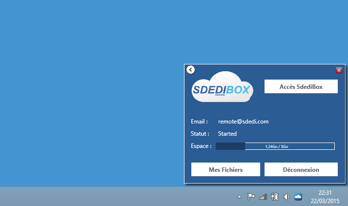 Application de bureau SdediBox Remote pour Windows